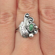 Old Pawn Navajo Sterling Silver Vintage Royston Turquoise Feather Ring Size 8.25 picture