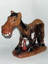 VTG GRINNING Swayback Plastic Horse Figurine with Lantern Hungry Starving Taiwan picture