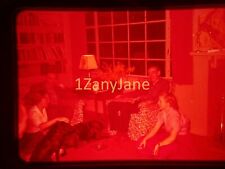 PY16 Vintage 35MM SLIDE Photo TWO MEN, TWO WOMEN, TWO DOGS IN LIVING ROOM picture