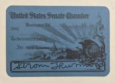 ca.2001 ADMISSION PASS for 107th CONGRESS SIGNED by US SENATOR STROM THURMOND SC picture