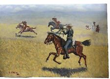 Native American Canvas  “A Running Fight” Original Painting By S. Crew 32x22 picture