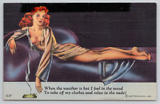 Modern Girl Comics Woman Smoking Pin-up Risque Vintage 1944 Postcard - Posted picture