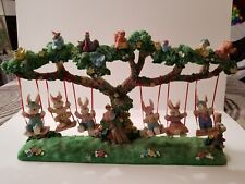 Jaimy Bunny Family On Swings Sculpture Figurine Easter Spring Vintage 90s  picture