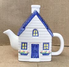 Vintage Hallmark Home Towne White House Cottage Teapot Cottagecore picture