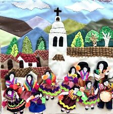 Peruvian Handmade Arpillera Folk Art Dance Music Village Festival picture