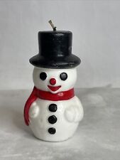 Snowman Candle Vintage NOS Red Scarf Black Hat picture