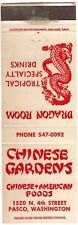 Vintage Chinese Gardens Matchbook Cover PASCO, WA picture