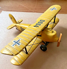 Vintage 1960's-70's Yellow D004 Biplane Wooden Model Airplane picture