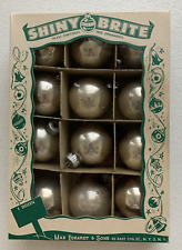 1 dozen Shiny Brite Silver mercury glass ornaments in original box -1955 picture