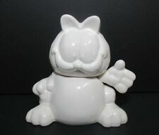 Garfield Sugar Bowl 3 pc White Paws Vintage 1990 Ceramic Fleabite on Ear picture