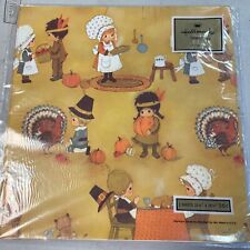Hallmark Vintage Thanksgiving Turkey Pilgrims Wrapping Paper New picture