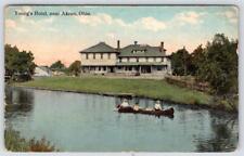 1917 AKRON OHIO YOUNG'S HOTEL OLD CAR PEOPLE IN CANOE ANTIQUE POSTCARD picture