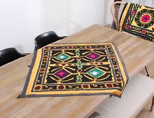 Suzani Uzbek Embroidered Table Cover 3.02' x 3.02' VINTAGE FAST Shipment 15414 picture