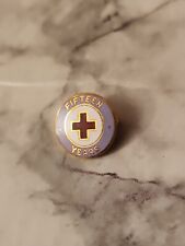 Vintage Red Cross 15 Years  Gold Tone Tie Tack Lapel Pin Lanyard  picture