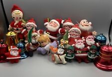 Vintage Kitschy Christmas Ornament Lot Santa Bell Angel Elf Flocked Pipe Cleaner picture