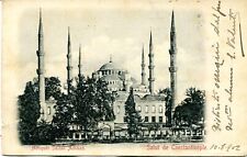 TURKEY  (S719)  1902 postcard CONSTANTINOPLE MOSQUEE SULTAN ACHMED st. to ITALY picture