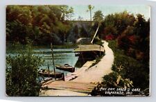 Antique Postcard The Dam Sager's Lake Valparaiso IN 1908 Cancel Boat Sign picture