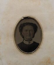 C.1870s Tintype Beautiful Woman W Large Brooch Choker Necklace CDV Case D30187 picture