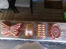 Lot  of 4 Copper Baking Pans Jello Molds Hanging Wall Decor picture