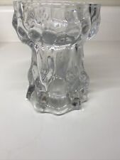 Vintage Ingrid Clear Glass Bark Vase Candle Holder Made in Germany Art Glass picture