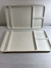 2 Vintage Tupperware Divided Meal Trays 1535 Almond Beige 9