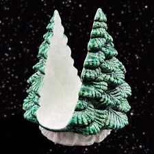 1950s Ceramic Christmas Tree Napkin Holder Hand Painted Green 6.5”T 2.25”W picture