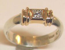 Tiffany & Co. - STERLING SILVER + 14K YG STACKABLE DIAMOND (0.15Ct) RING  Sz 5 picture