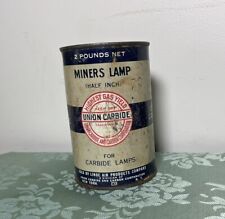 SEALED Rare 2 LB Union Carbide Can Miners Carbide Lamps C 1958 FULL Wax Sealed picture