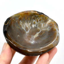 3.6in 238g Natural Agate Carved Crystal Freeform Bowl picture