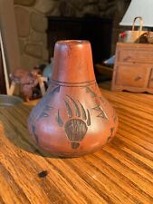 PUEBLO POTTERY BEAR CLAW VASE INCISED DECORATION VERY WILL DONE picture