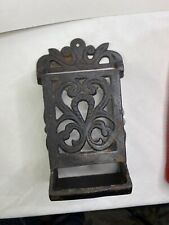 Vintage Wall Mounted Hanging Cast Iron Black Match Box Holder Without Lid  picture