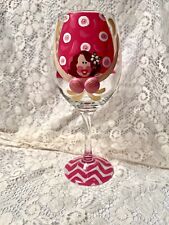 Handpainted By Jolly Mermaid Bikini Top Wine Glass 16Oz Bar Glass Art Hot Pink picture