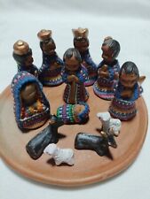 Nativity Set Guatemala-Hand Made by Mayan Artists Set Of 12 on Clay Tray picture
