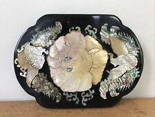Antique Vtg Mother Of Pearl Lacquerware Lacquer Chinese Japanese Box Lid ONLY picture