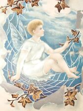 NA-157 PA Pittsburgh Ivory Polish Victorian Trade Card Boy Angel Spider Web picture