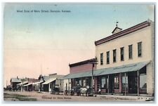 1910 West Side Of Main Street Ransom KS, Dirt Road Horse Carriage Postcard picture