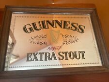 Vintage Guinness Extra Stout Bar Mirror Wooden Framed 12.75