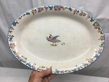 Vtg LG  Ironstone Pottery Serving Turkey Platter With Bird of Paradise 15.5”x11” picture