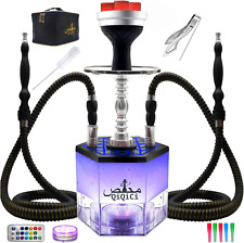 Modern Hexagon Acrylic Red 2 Hose LED Hookah Set picture