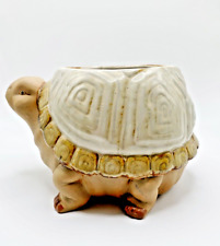 Vintage Ceramic Turtle Planter Glazed Tortoise Retro Garden Patio Decor Figural picture