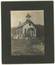 CIRCA 1900'S Rare CABINET CARD Featuring School House with Children & Teacher picture