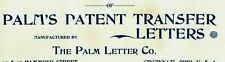 1890's Palm's Patent Transfer Letters Sample Trade Card P177 picture