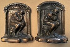 Vintage Rodin's The Thinker Cast Iron Bronzed Bookends picture