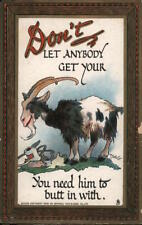 1909 Don't Let anybody get your goat Tuck DWIG Postcard 2c stamp Vintage picture