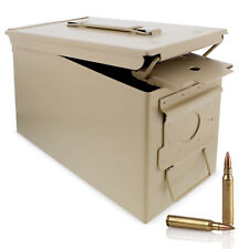 Redneck Convent Metal Ammo Storage Box - .50 Cal Tan Locking Steel Ammo Can picture