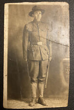 Old 1910's WW1 RPPC Postcard Studio Portrait American Soldier Name Back Robert picture