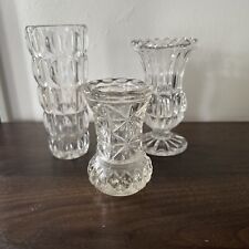 Set of 3 Crystal Glass Small Mini Pineapple Shaped Bud Vase Art Decor, Vintage picture