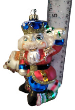 Fitz & Floyd Rare Hand Painted Glass Christmas Ornament Nutcracker On Horse READ picture