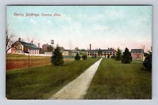 Canton OH-Ohio, Panoramic View County Buildings, Antique Vintage Postcard picture