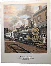 Vintage  CONNECTICUT New York & New England Railroad Engine No. 167 Rare Print picture